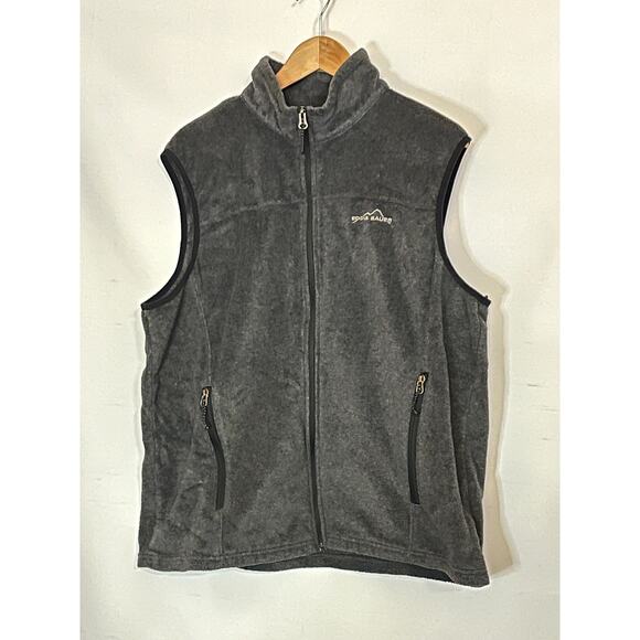 Eddie Bauer Full Zip Fleece Vest Men's size Large 2 Pockets with Logo on front - Picture 1 of 7
